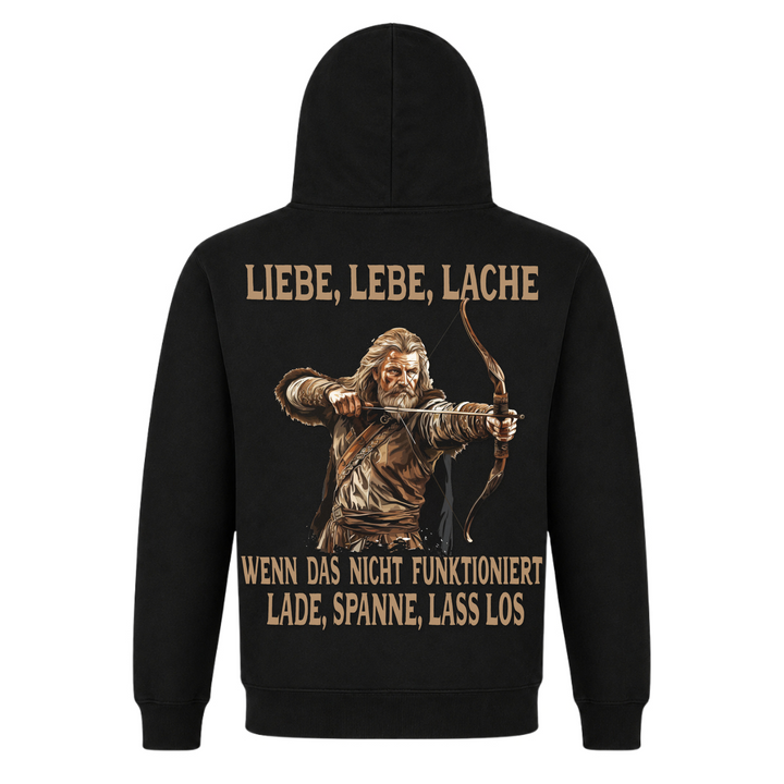 Liebe lebe Lache - Premium Hoodie Unisex - Black