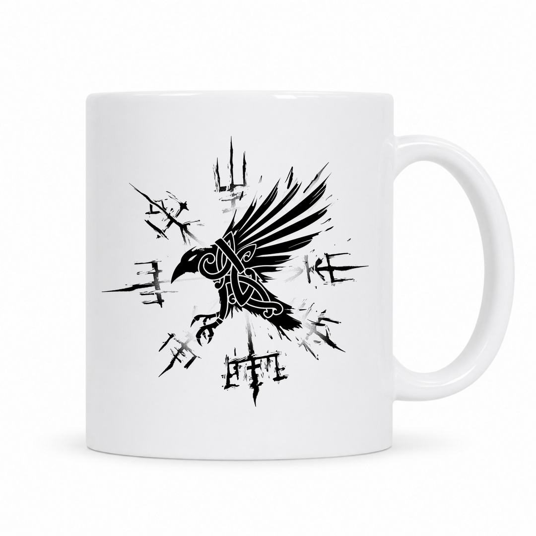 Rabe Vegvisir - Keramiktasse - weiß