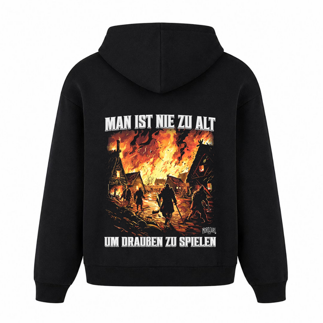 Man ist nie zu alt - Premium Hoodie Unisex Oversized Hoodie - Schwarz