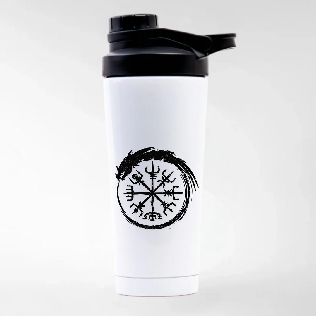 Vegvisir Schlange - Keramiktasse EDELSTAHL SHAKER - weiß mit Sublimationsdruck - Weiß
