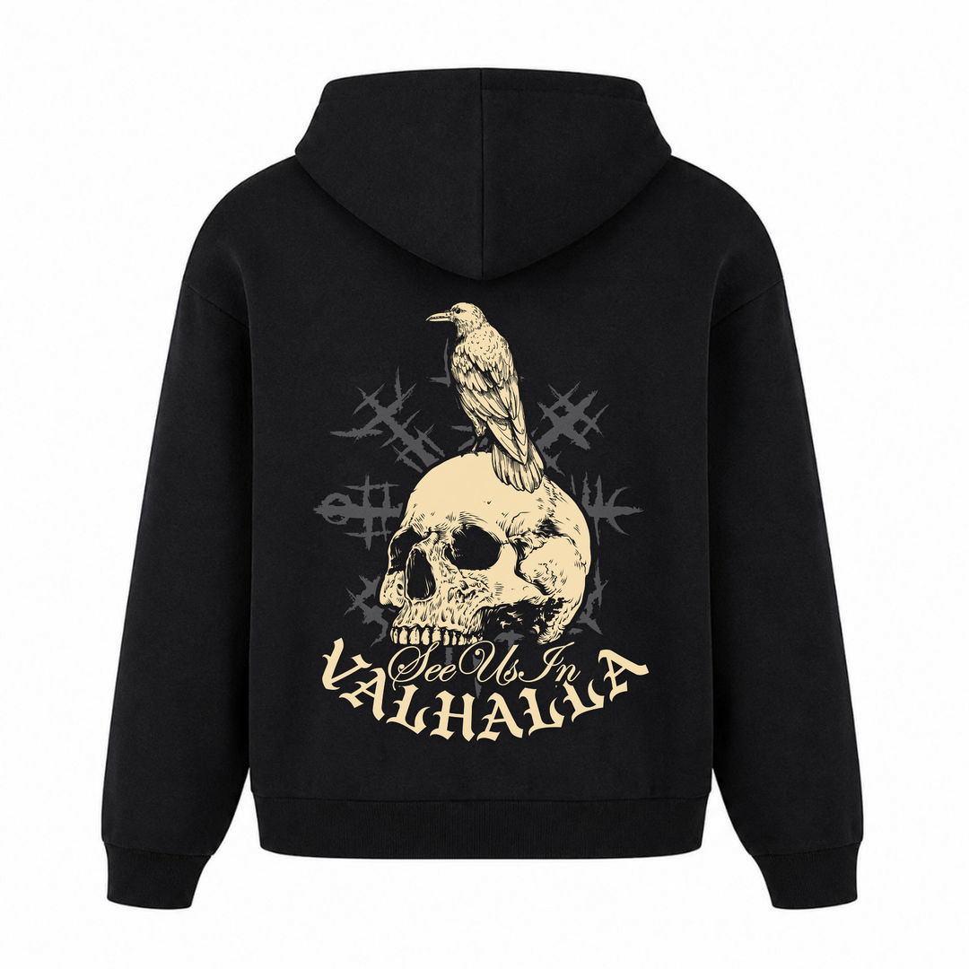 See us in Valhalla - Premium Hoodie Unisex Oversized Hoodie - Schwarz