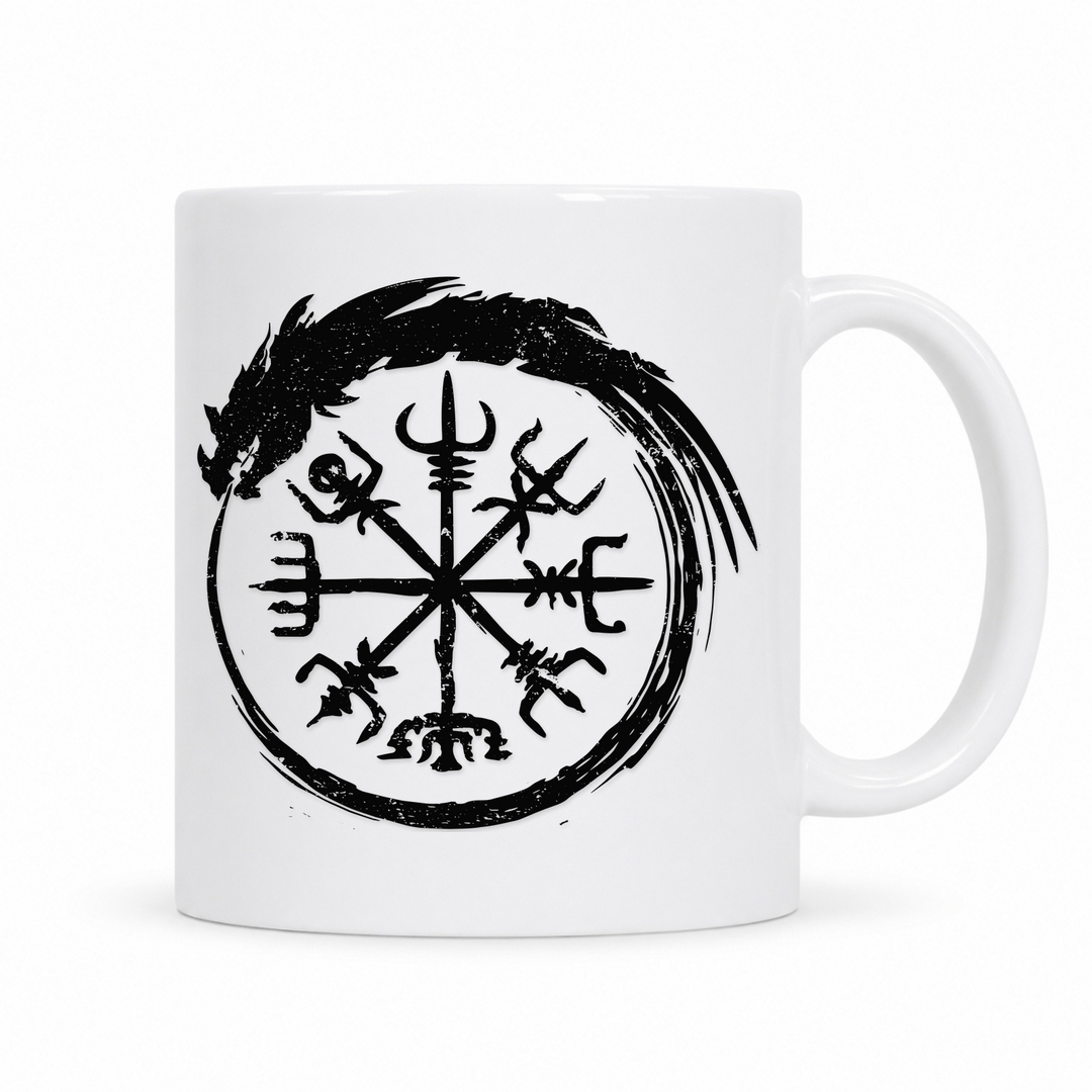 Vegvisir Schlange - Keramiktasse - weiß