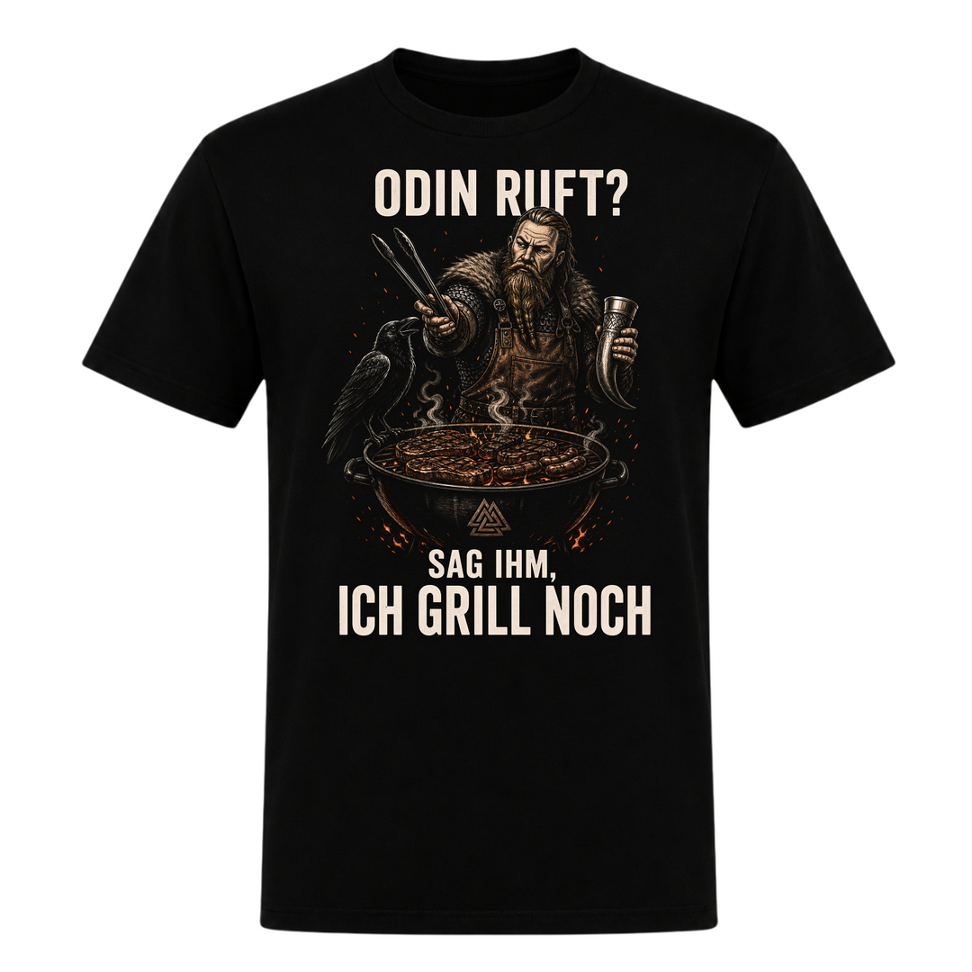 Odin ruft, ich grill noch – Wikinger T-Shirt von Nordjarl