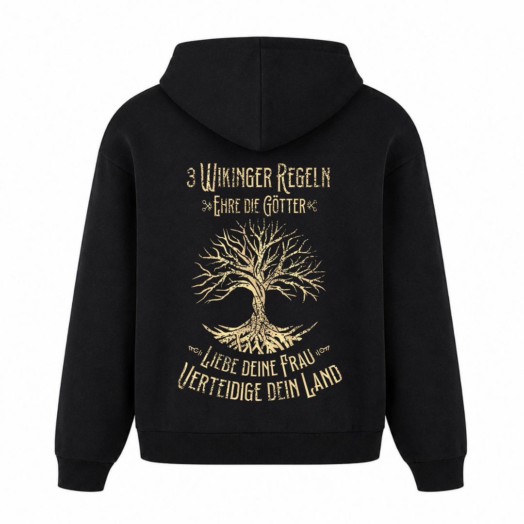 3 Wikinger Regeln - Premium Oversized Hoodie - Schwarz