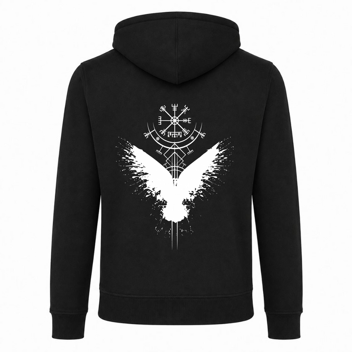 Rabe Wikingerkompass - Premium Hoodie Unisex Heavy Zip Hoody - schwarz