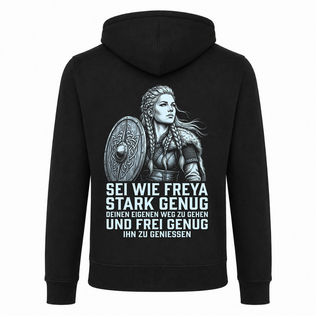 Sei wie Freya - Premium Zipper - schwarz - Rueckseite