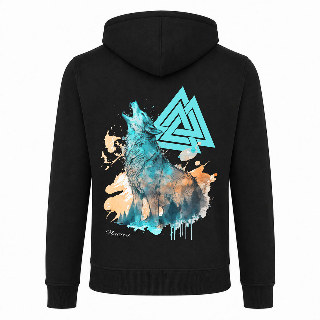 Valknut Wolf - Premium Hoodie Unisex Heavy Zip Hoody - schwarz