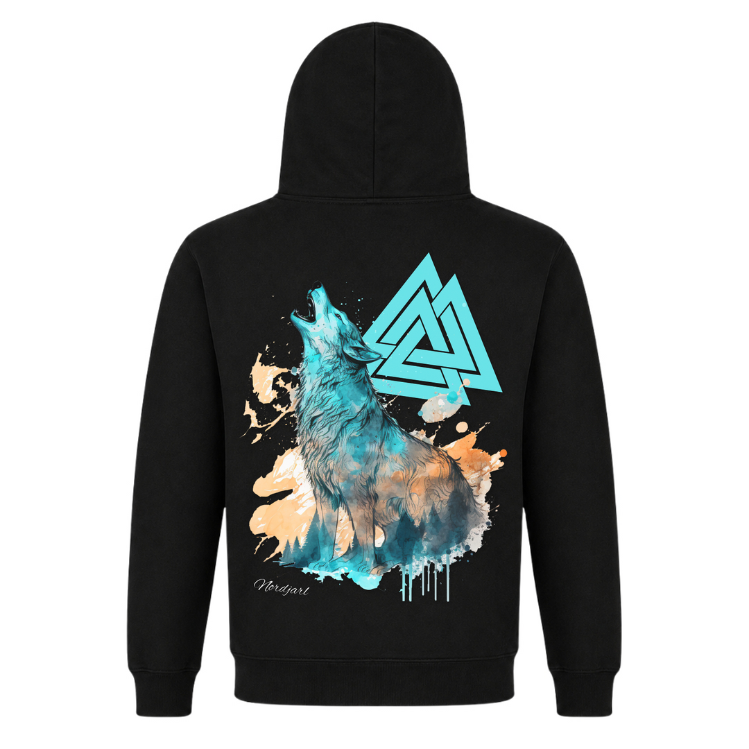 Valknut Wolf - Premium Hoodie Unisex - Black