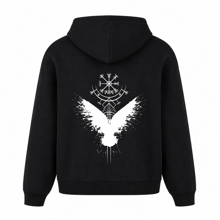 Rabe Wikingerkompass - Premium Hoodie Unisex Oversized Hoodie - Schwarz