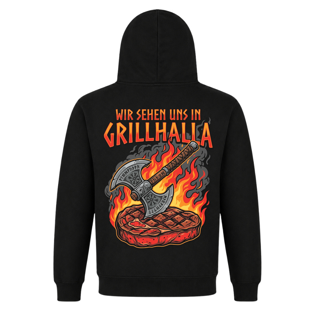 Wir sehen und in Grillhalla - Premium Hoodie Unisex - Black