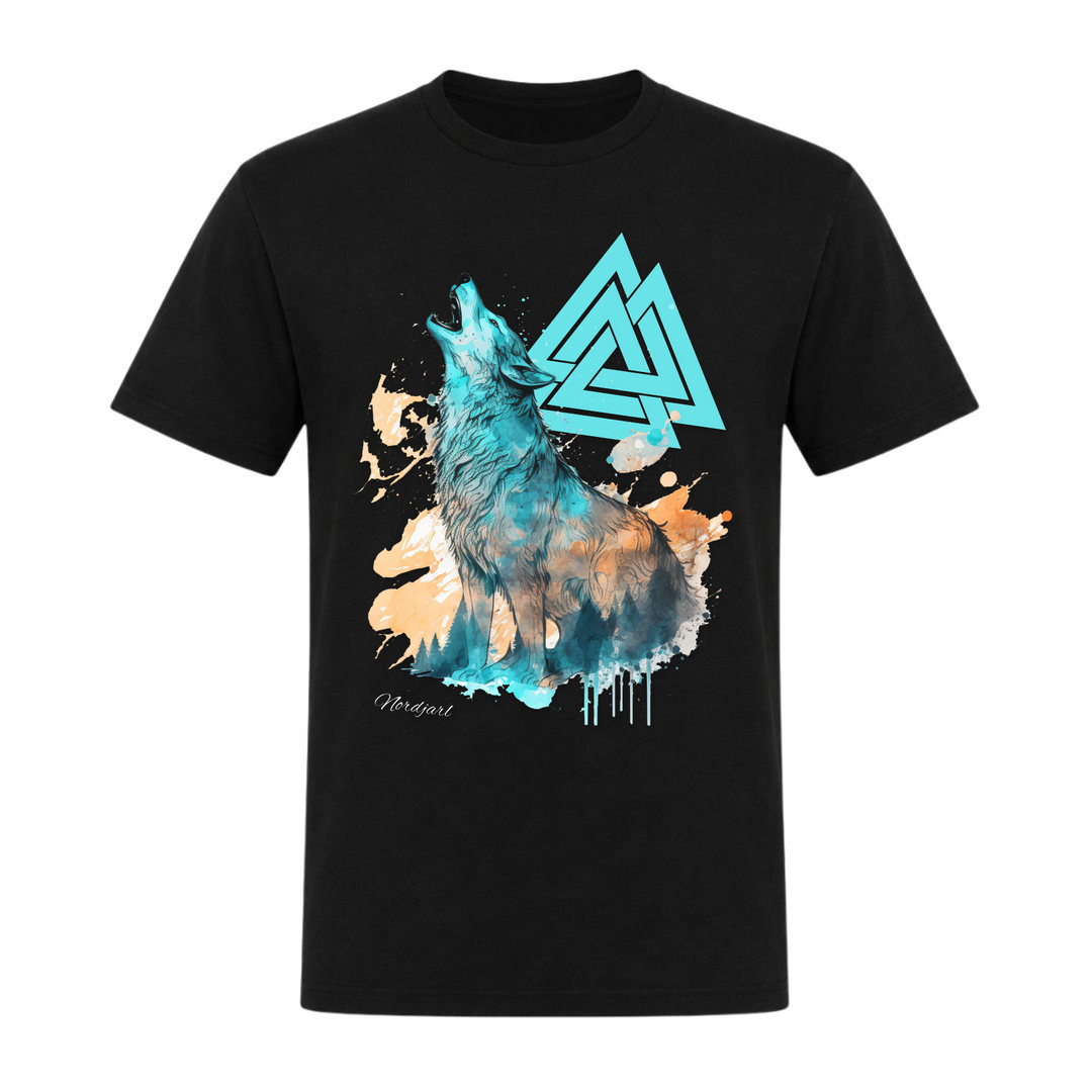 Valknut Wolf - Unisex T-Shirt - schwarz