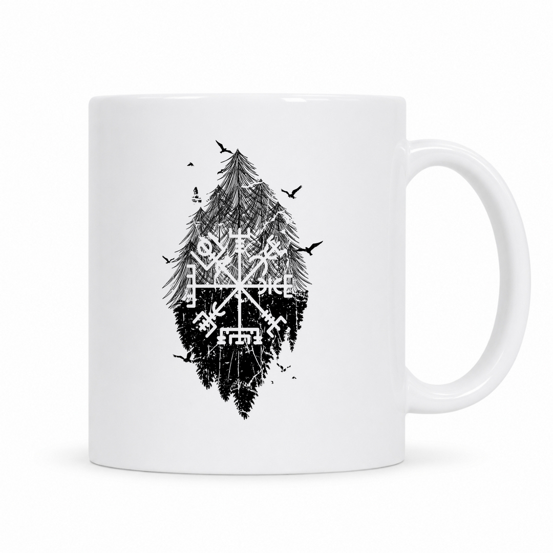 Wikingerkompass - Keramiktasse - weiß