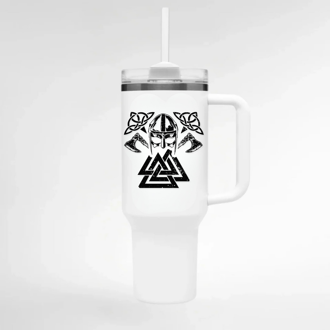 Wikinger Valknut - Keramiktasse THERMO CUP - WEIß - Weiß