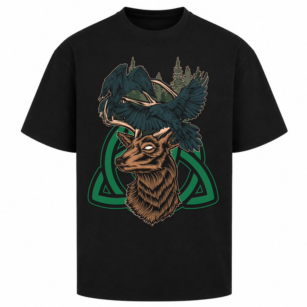 Hirsch Raben - Oversized Shirt - Schwarz