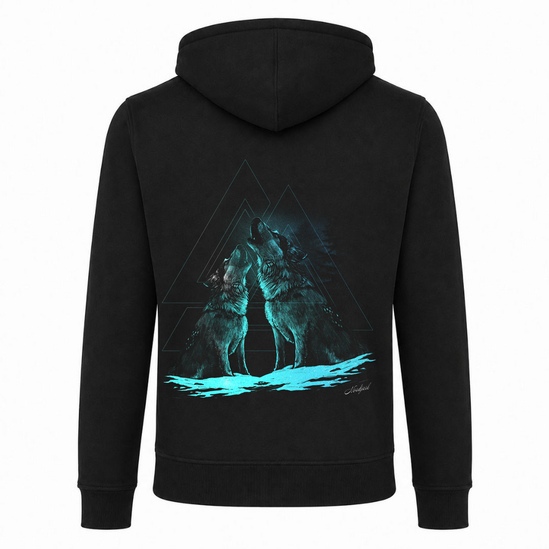Valknut Wölfe - Premium Hoodie Unisex Heavy Zip Hoody - schwarz