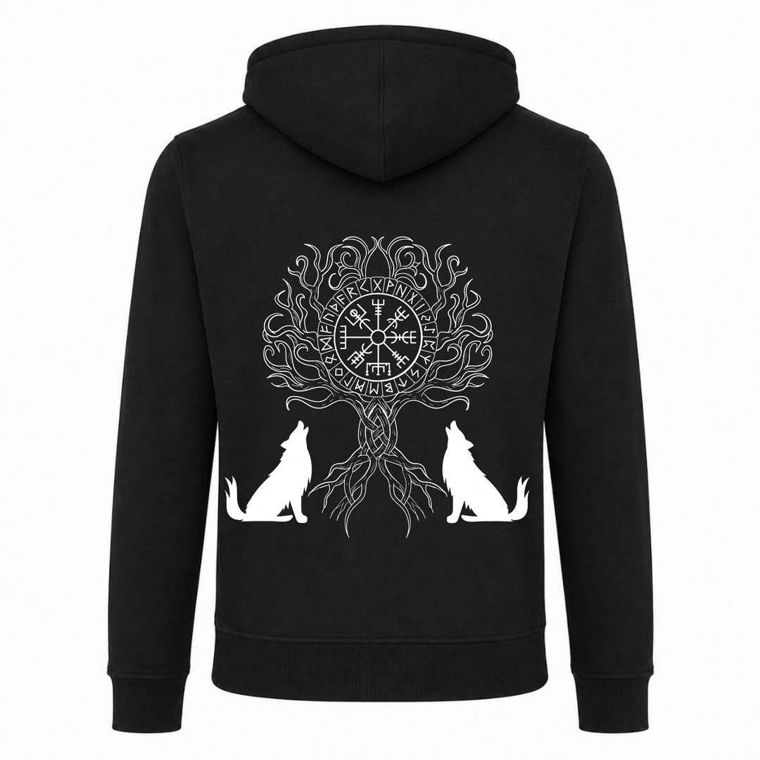 Wölfe Yggdrasil - Premium Hoodie Unisex Heavy Zip Hoody - schwarz