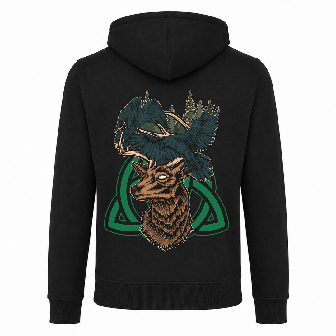 Hirsch Raben - Premium Hoodie Unisex Heavy Zip Hoody - schwarz