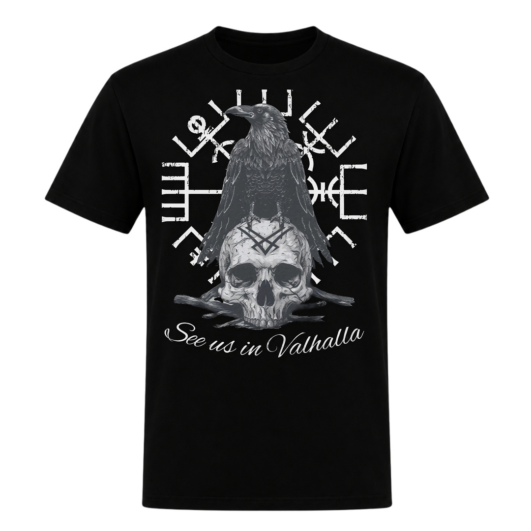 See us in Valhalla Vegvisir – Wikinger T-Shirt von Nordjarl