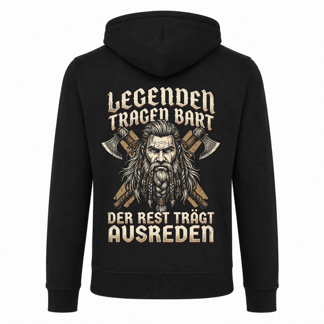 Legenden tragen Bart - Premium Hoodie Unisex Heavy Zip Hoody - schwarz