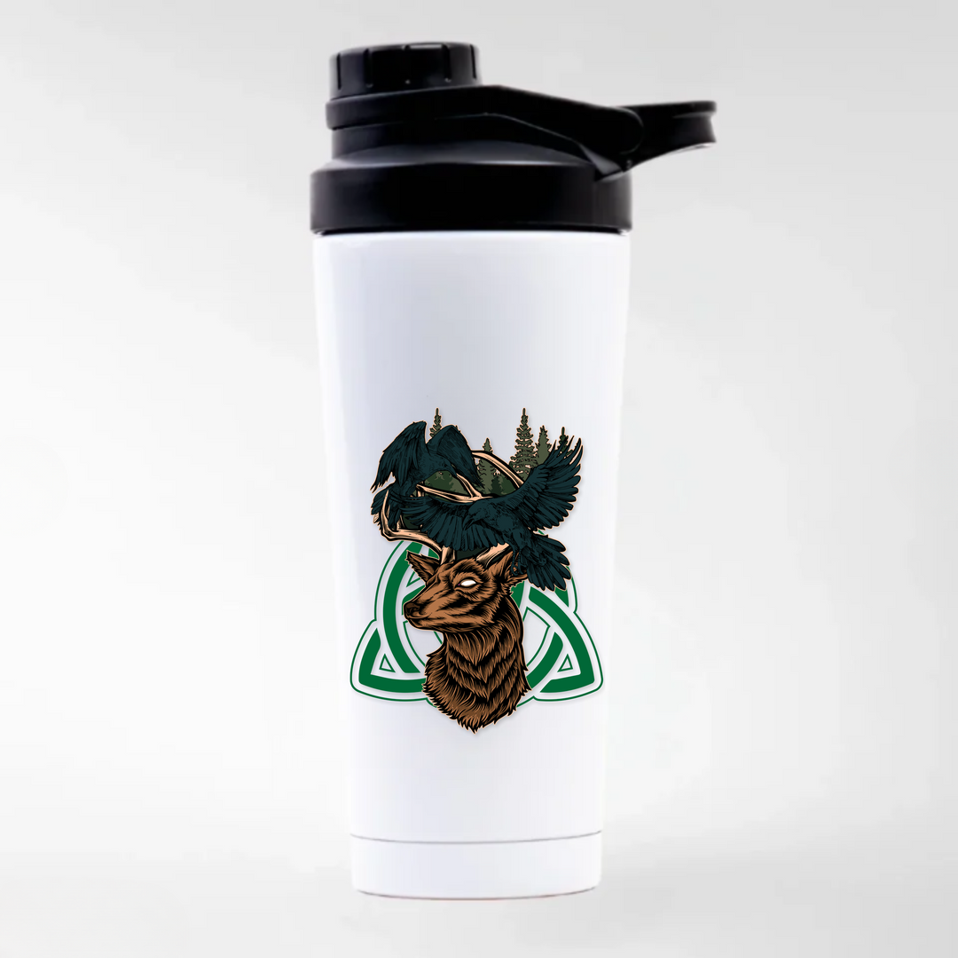 Hirsch Rabe - Keramiktasse EDELSTAHL SHAKER - weiß mit Sublimationsdruck - Weiß