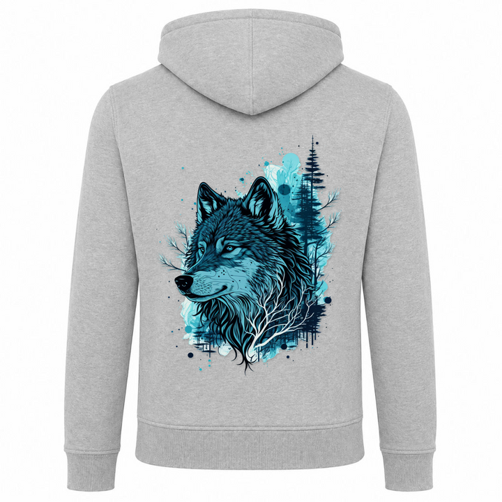Blue Wolf - Premium Hoodie Unisex Heavy Zip Hoody - heather grey