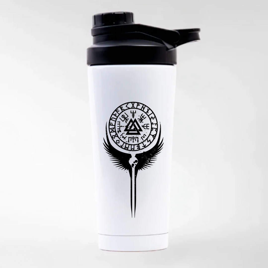 Walküre Flügel - Keramiktasse EDELSTAHL SHAKER - weiß mit Sublimationsdruck - Weiß