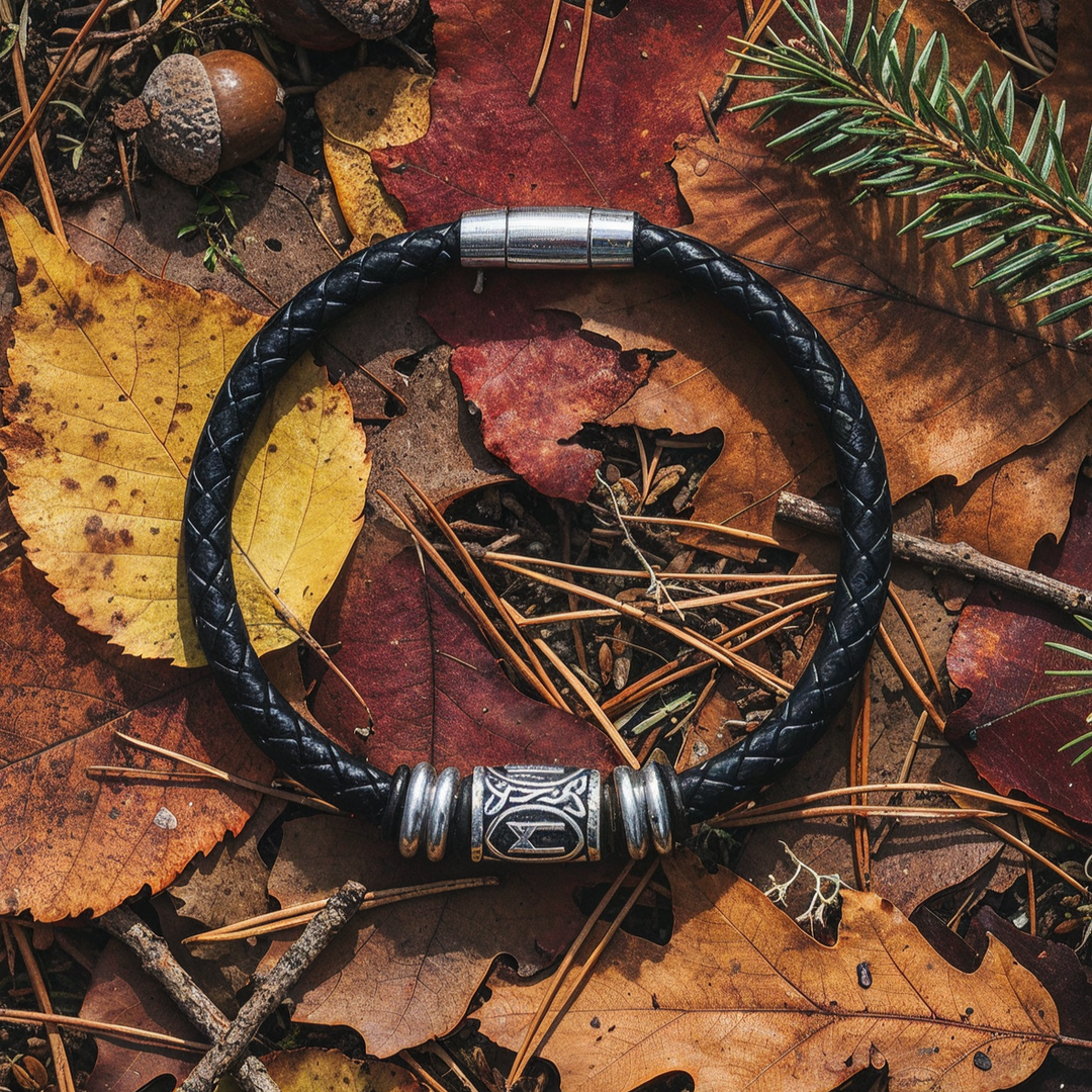 Mannaz Lederarmband - Menschlichkeit und Verbundenheit