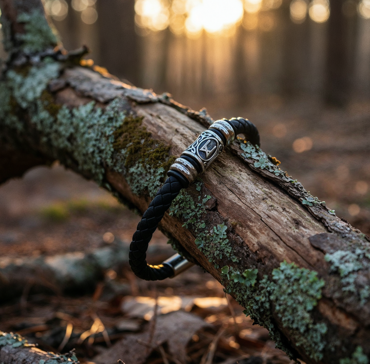 Mannaz Lederarmband - Menschlichkeit und Verbundenheit