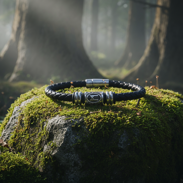 Mannaz Lederarmband - Menschlichkeit und Verbundenheit