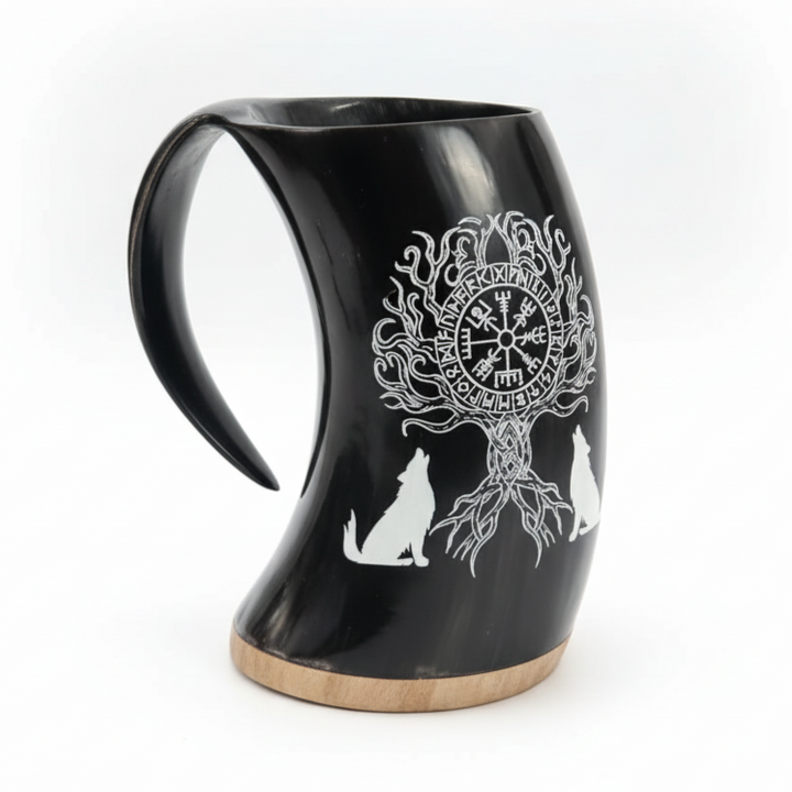 Wölfe Yggdrasil - Wikinger Horn Trinkbecher