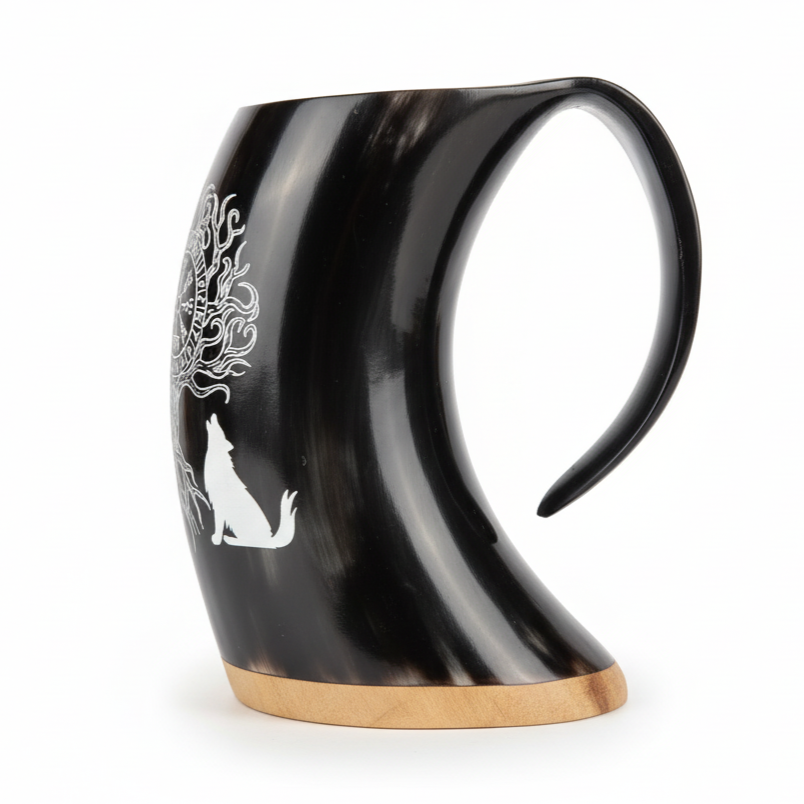 Wölfe Yggdrasil - Wikinger Horn Trinkbecher