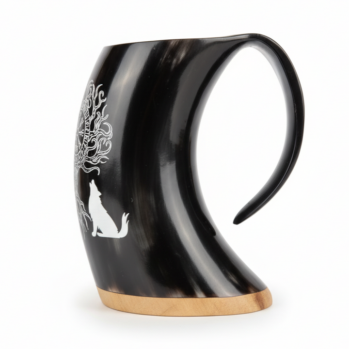Wölfe Yggdrasil - Wikinger Horn Trinkbecher