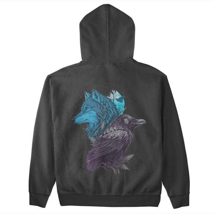 Wolf Raven   - Unisex Kapuzenpullover Hoodie